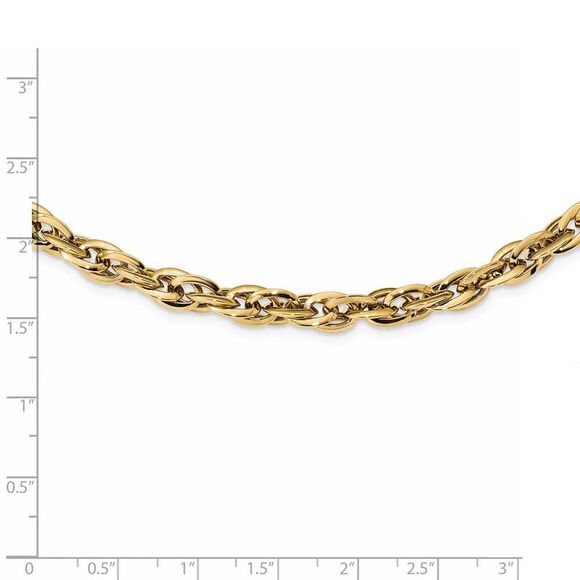 6.5mm 14K Yellow Gold Hollow Loose Rope Chain Necklace, 17.5 Inch - Picture 4 of 6